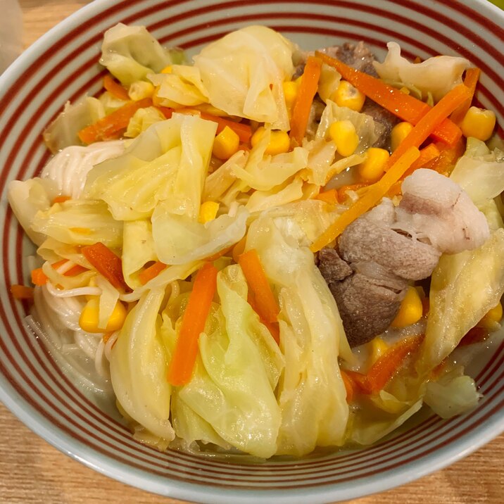 余った素麺を救済★野菜たっぷりちゃんぽん風